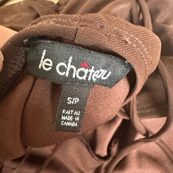 Vintage Le Château Y2K Brown Halter Dress – Made in Canada – Shimmery Gold Sheen - Picture 8 of 8